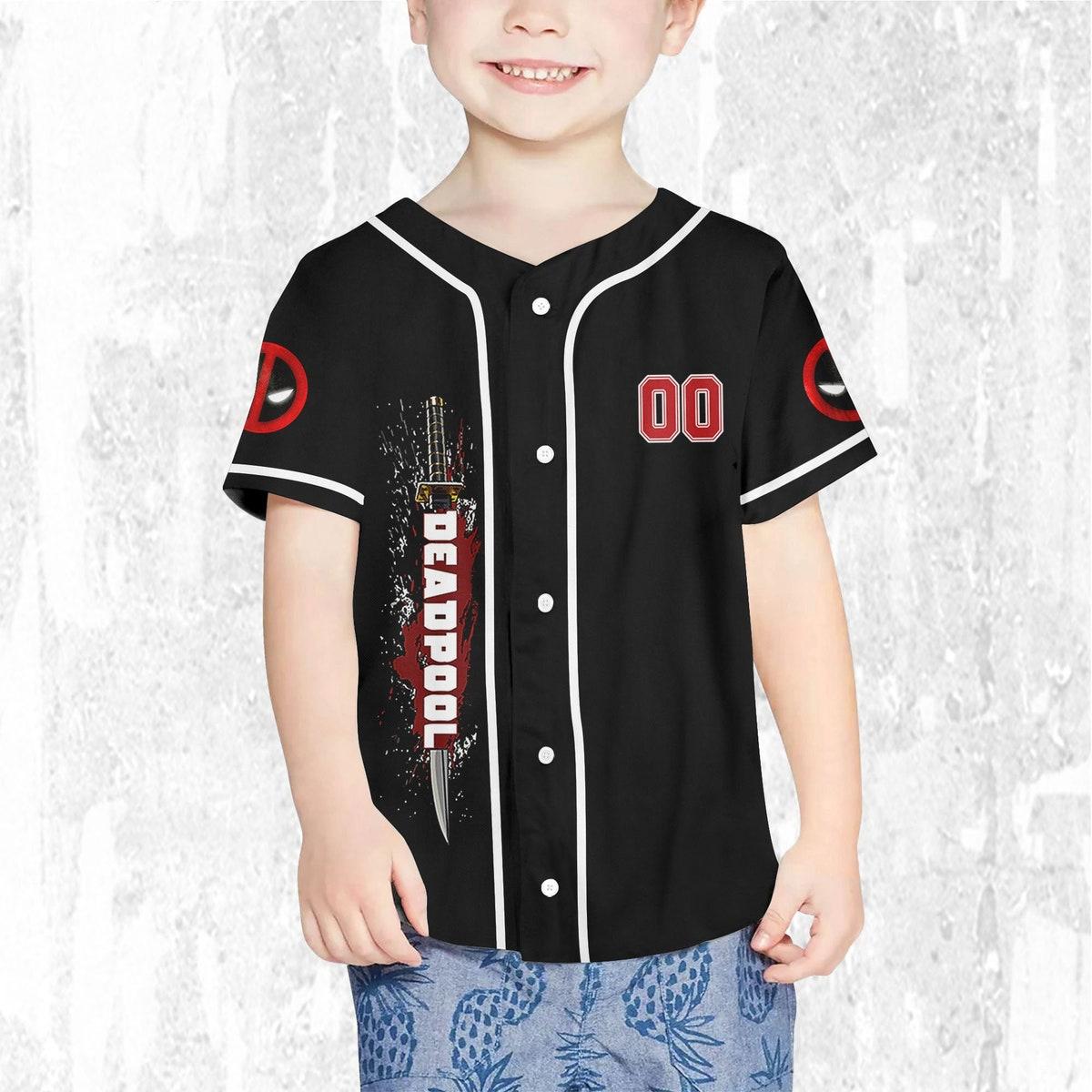 Personalize Deadpool Blodd Hero Sport Marvel Matching Baseball Jersey 7