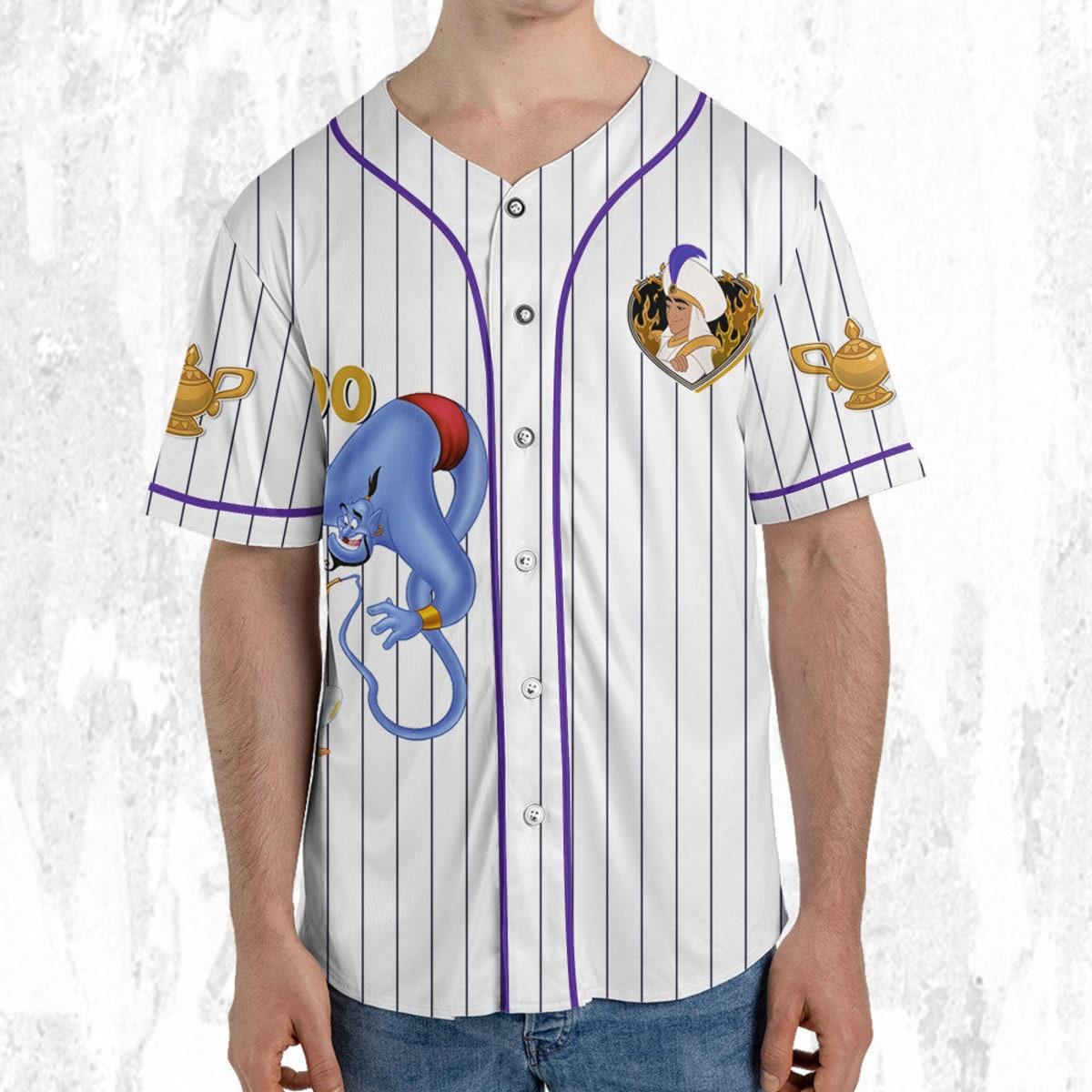 Personalize Disney Aladdin Prince Purple White Baseball Jersey 5