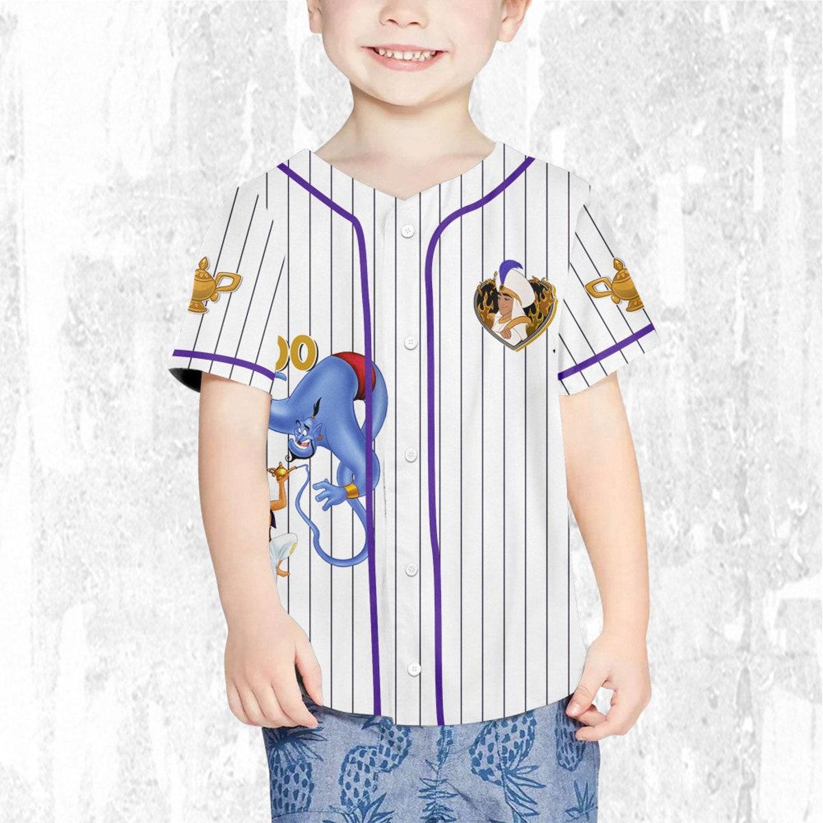 Personalize Disney Aladdin Prince Purple White Baseball Jersey 7