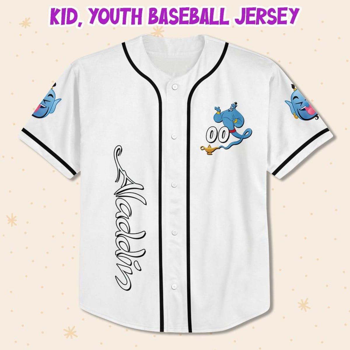 Personalize Disney Aladdin Princess Jasmine White Black Baseball Jersey 2