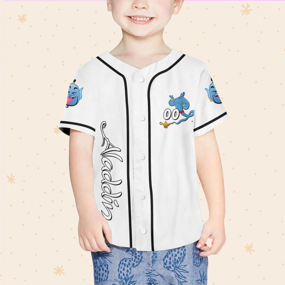 Personalize Disney Aladdin Princess Jasmine White Black Baseball Jersey 4