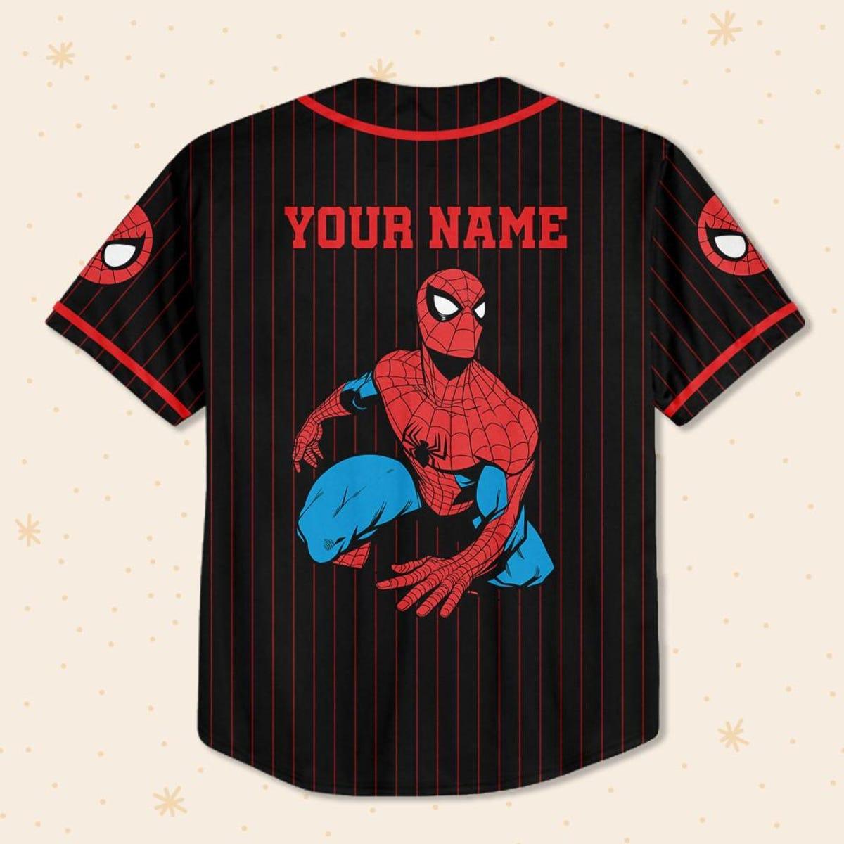 Personalize Disney Amazing Spider Man Black Striped Custom Baseball Jersey 3