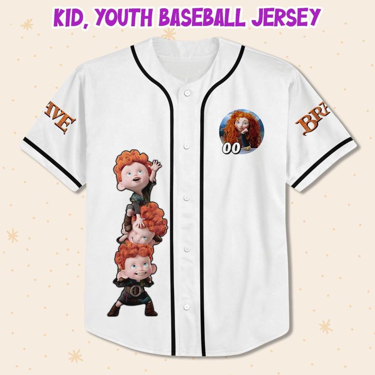 Personalize Disney Brave Princess Merida White Black Baseball Jersey 2