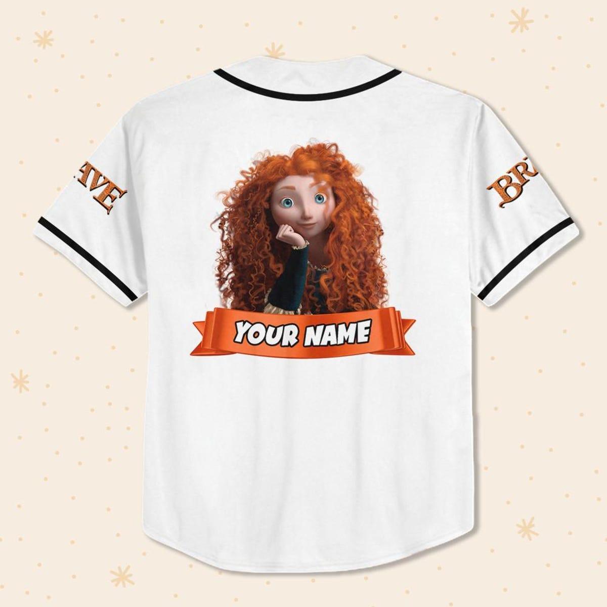 Personalize Disney Brave Princess Merida White Black Baseball Jersey 3