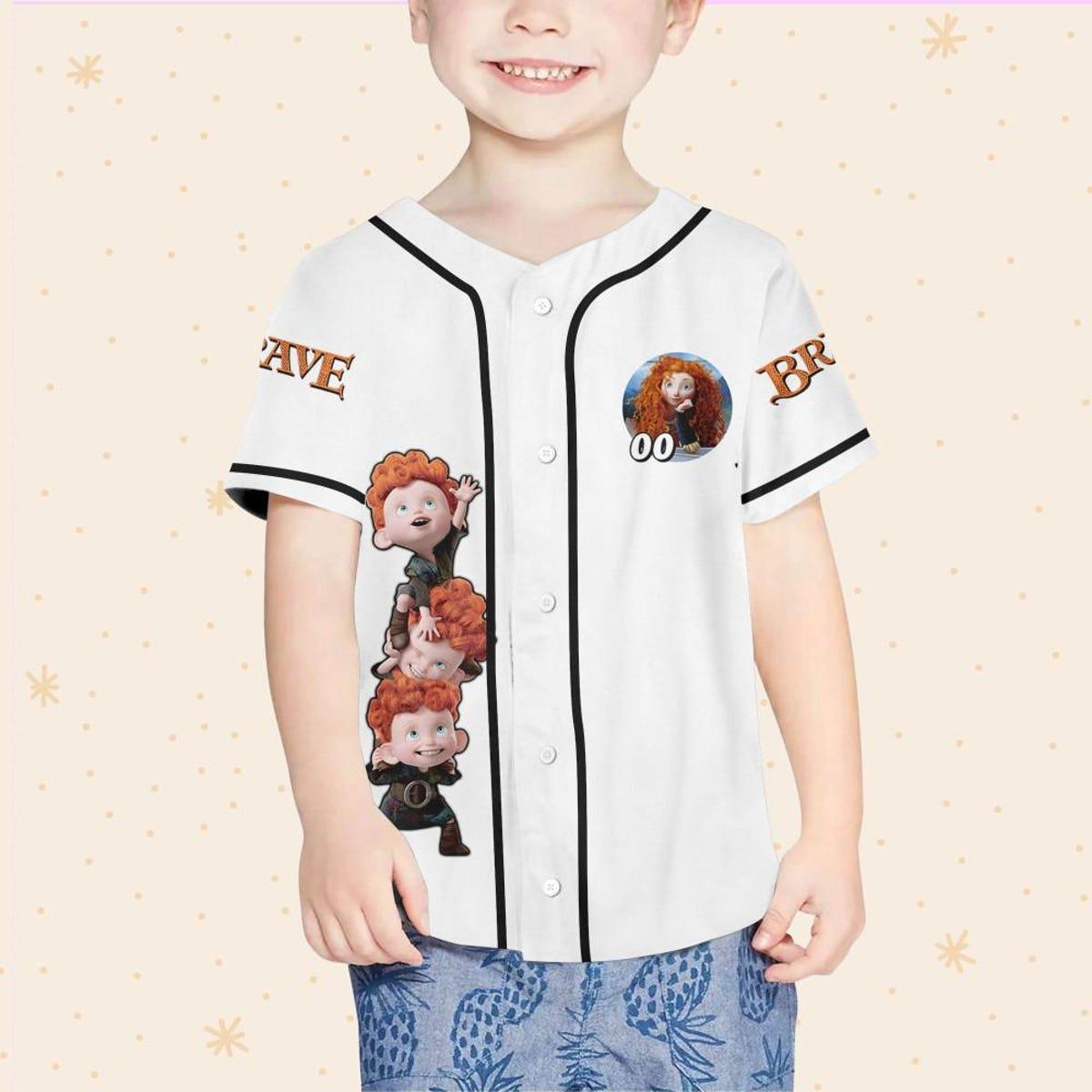 Personalize Disney Brave Princess Merida White Black Baseball Jersey 4