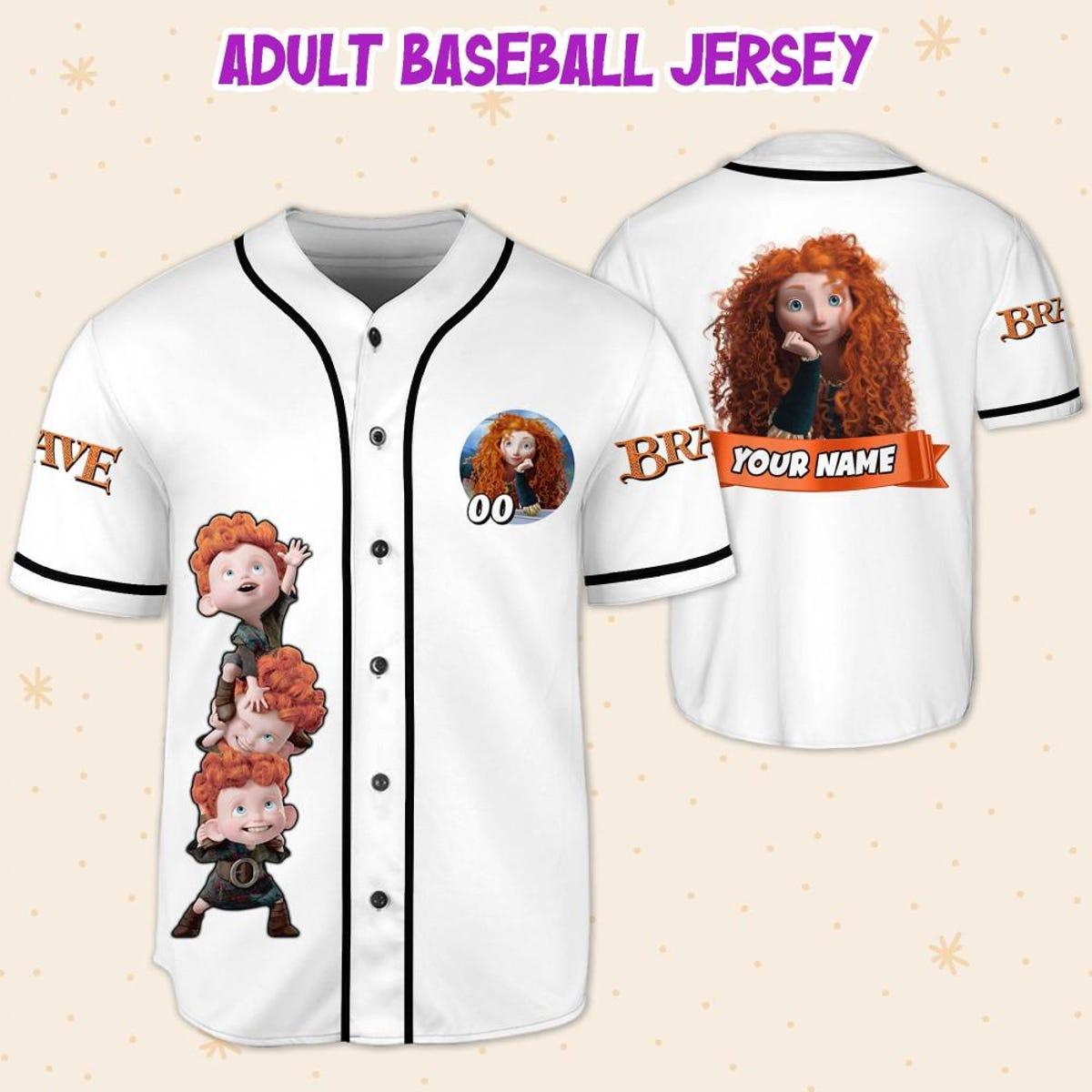 Personalize Disney Brave Princess Merida White Black Baseball Jersey 5