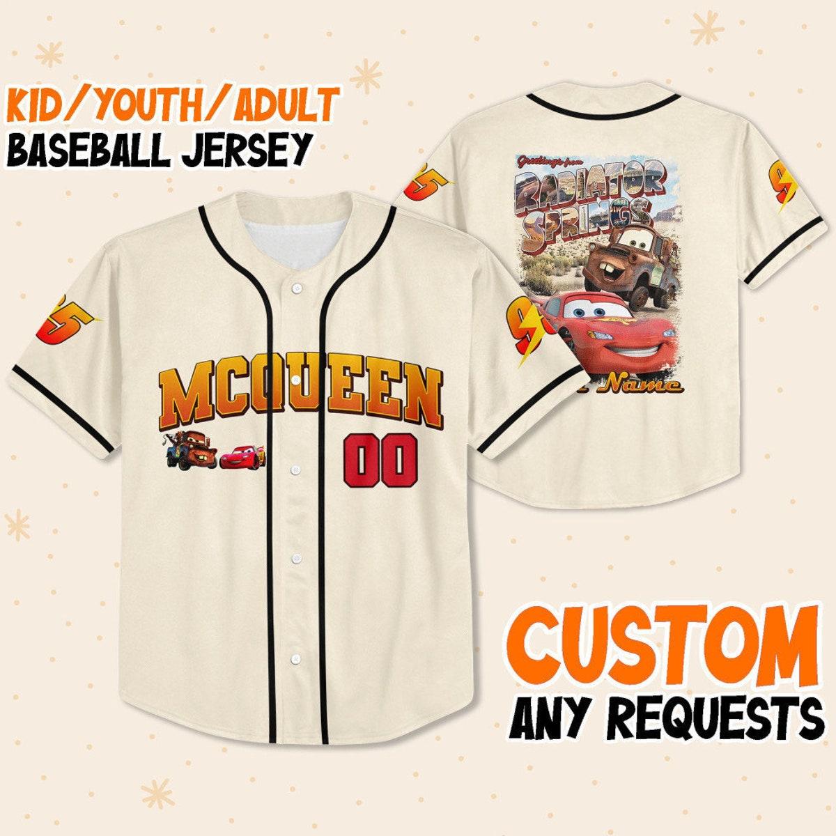 Personalize Disney Cars Greetings From Radiator Springs Baseball Jersey 1