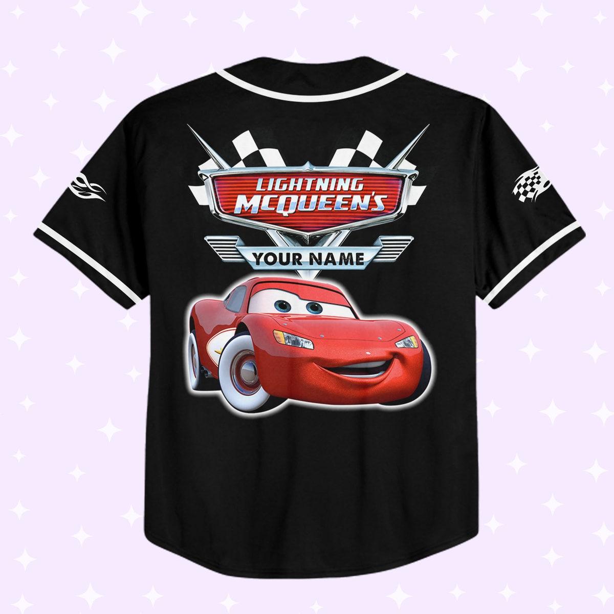 Personalize Disney Cars Lightning Mcqueen Awesome Baseball Jersey 3