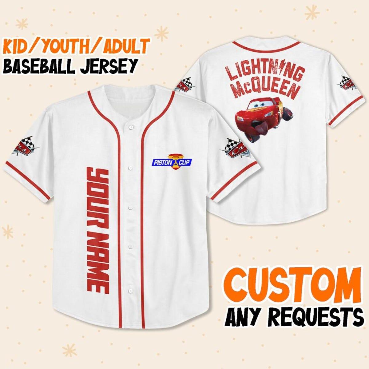 Personalize Disney Cars Lightning Mcqueen Baseball Jersey 1