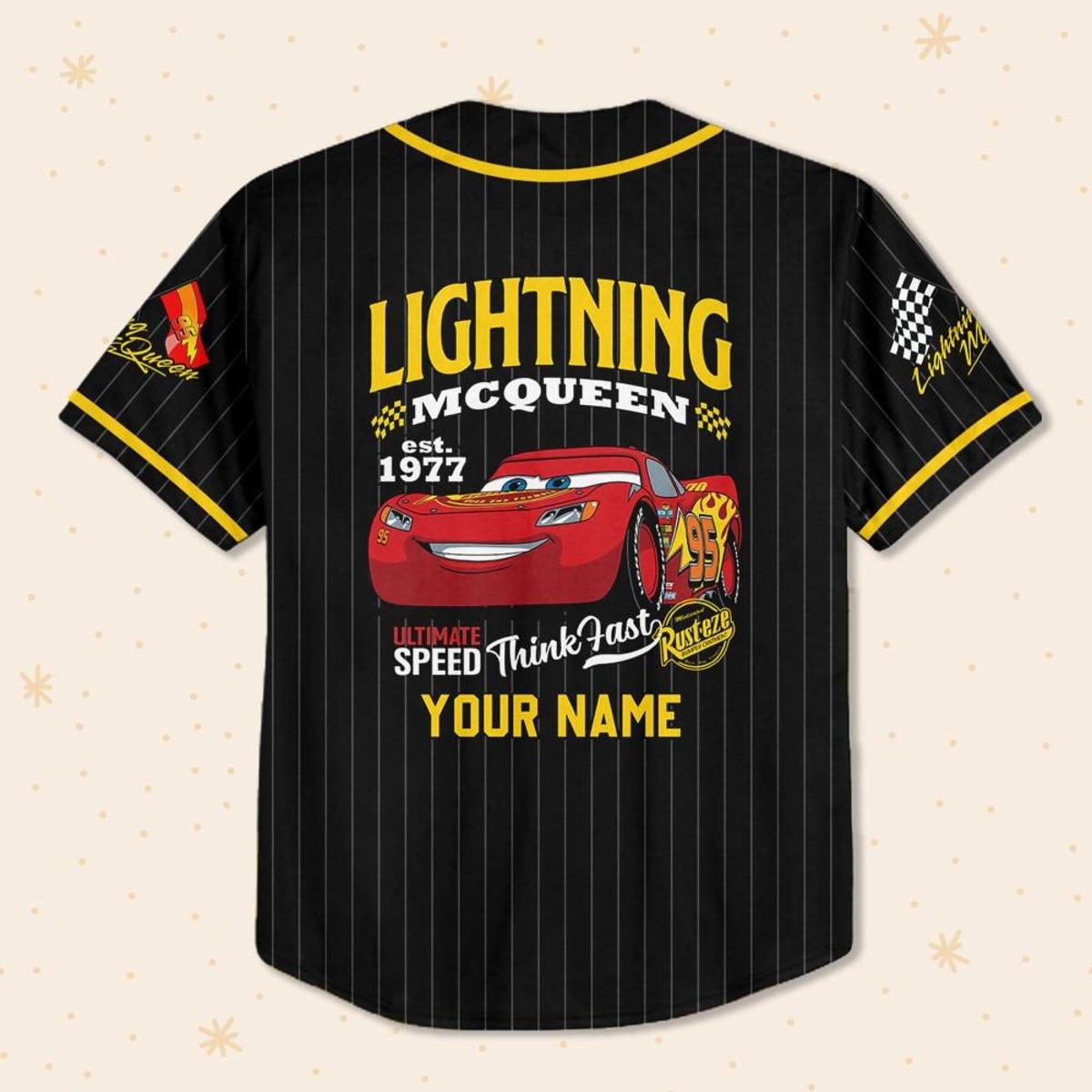 Personalize Disney Cars Lightning Mcqueen Baseball Jersey 3