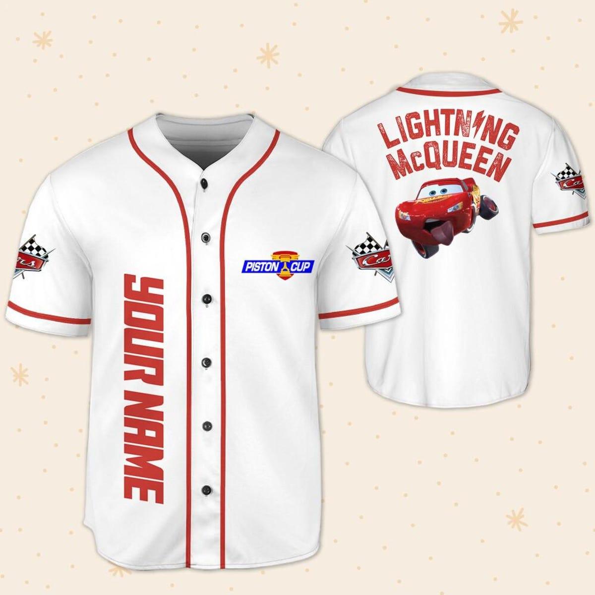 Personalize Disney Cars Lightning Mcqueen Baseball Jersey 5