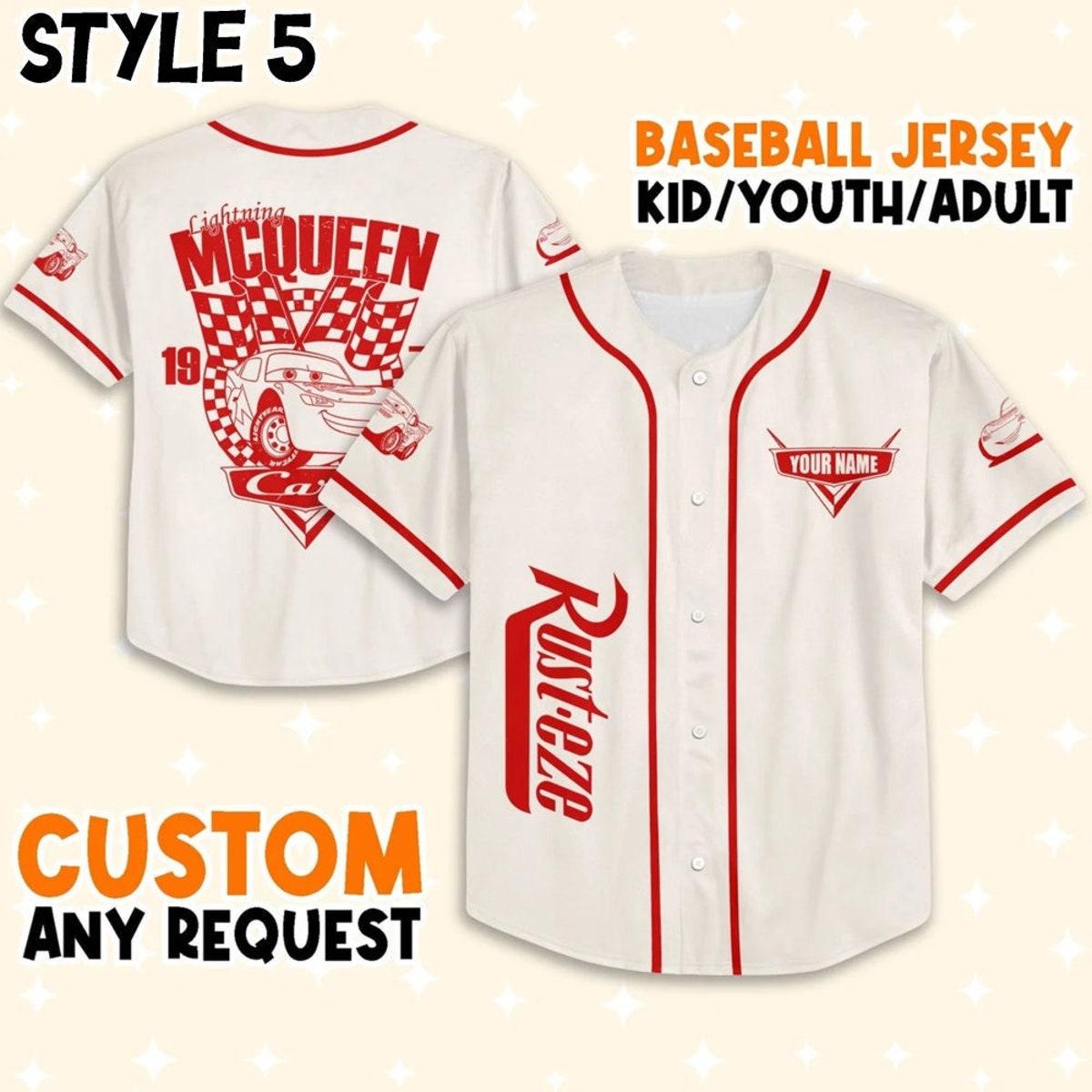 Personalize Disney Cars Lightning Mcqueen Baseball Jersey 6