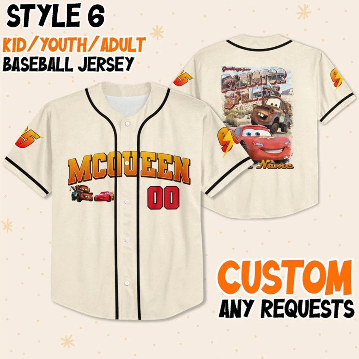 Personalize Disney Cars Lightning Mcqueen Baseball Jersey 7