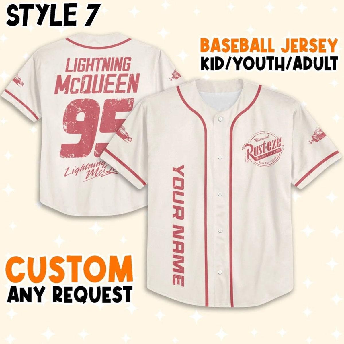 Personalize Disney Cars Lightning Mcqueen Baseball Jersey 8