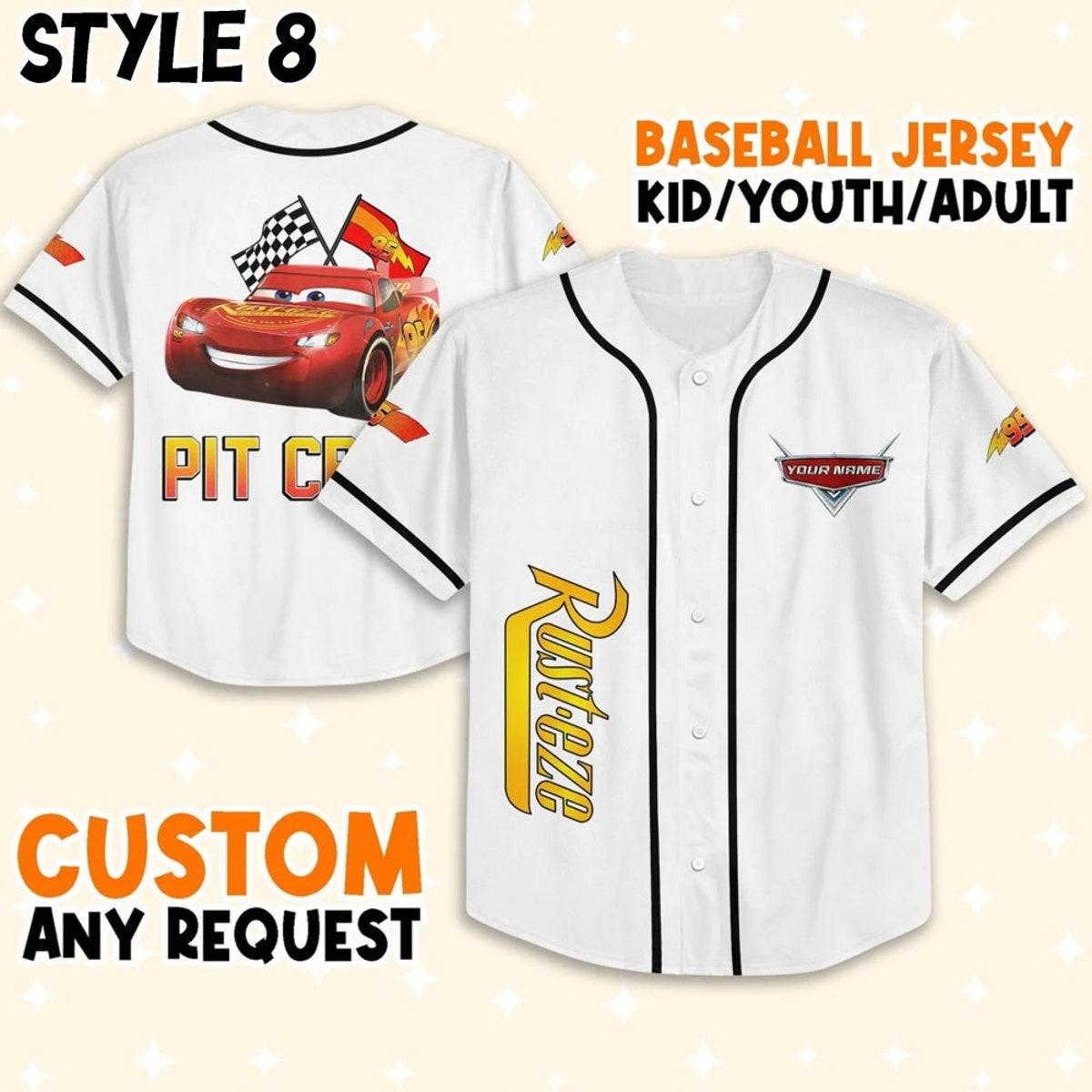 Personalize Disney Cars Lightning Mcqueen Baseball Jersey 9