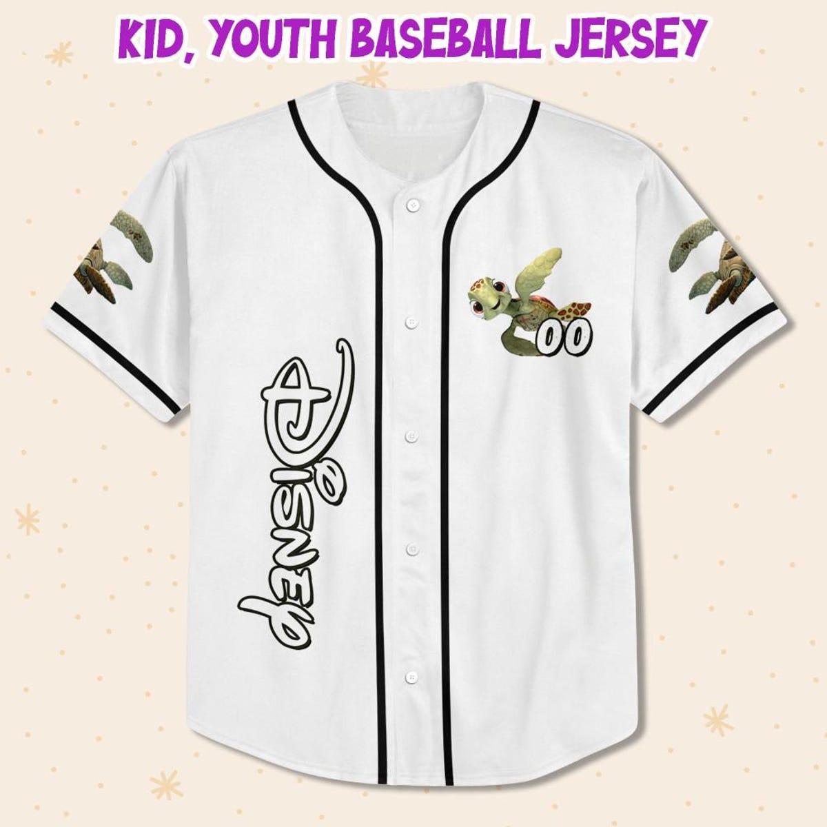 Personalize Disney Finding Nemo Turtle Dad White Black Baseball Jersey 2