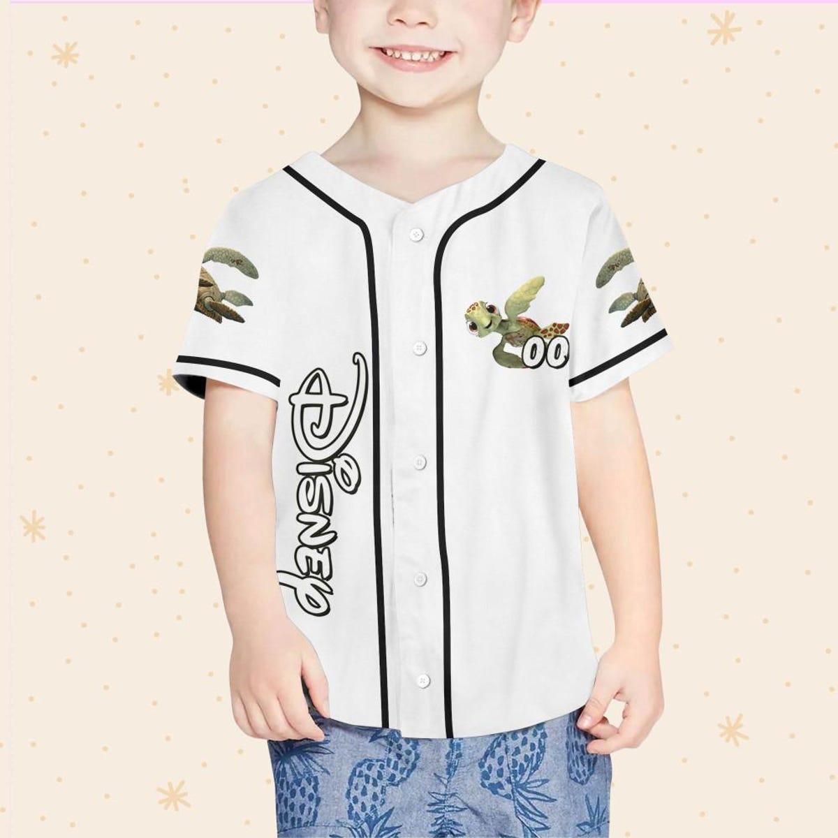 Personalize Disney Finding Nemo Turtle Dad White Black Baseball Jersey 4