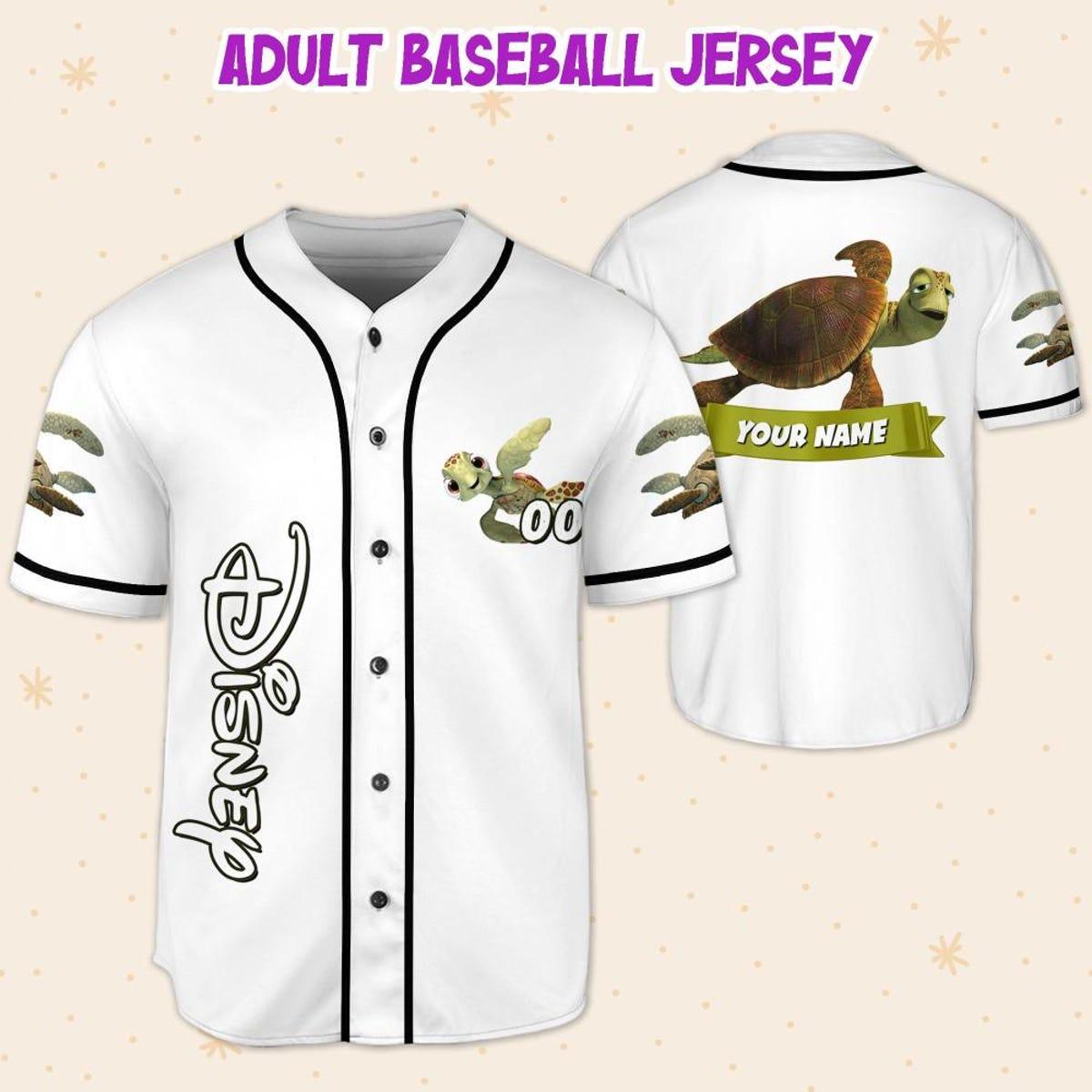 Personalize Disney Finding Nemo Turtle Dad White Black Baseball Jersey 5