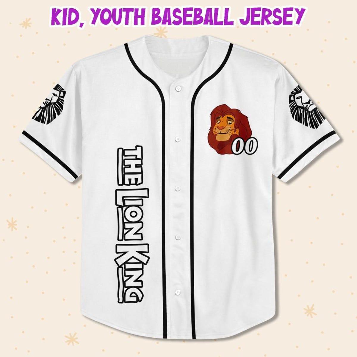 Personalize Disney Lion King Simba Strong White Black Baseball Jersey 2