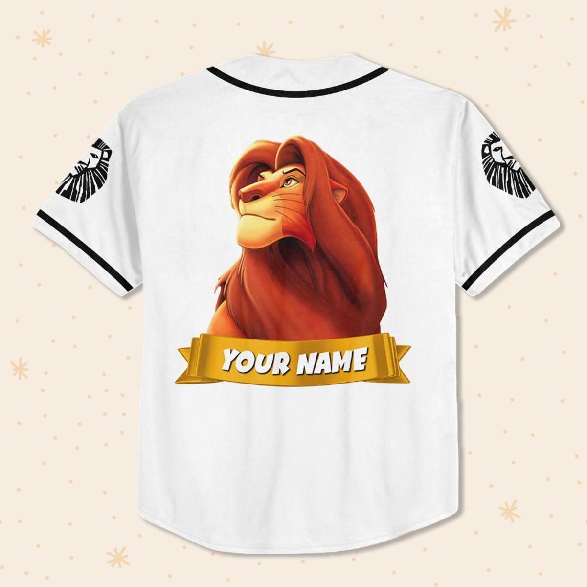 Personalize Disney Lion King Simba Strong White Black Baseball Jersey 3