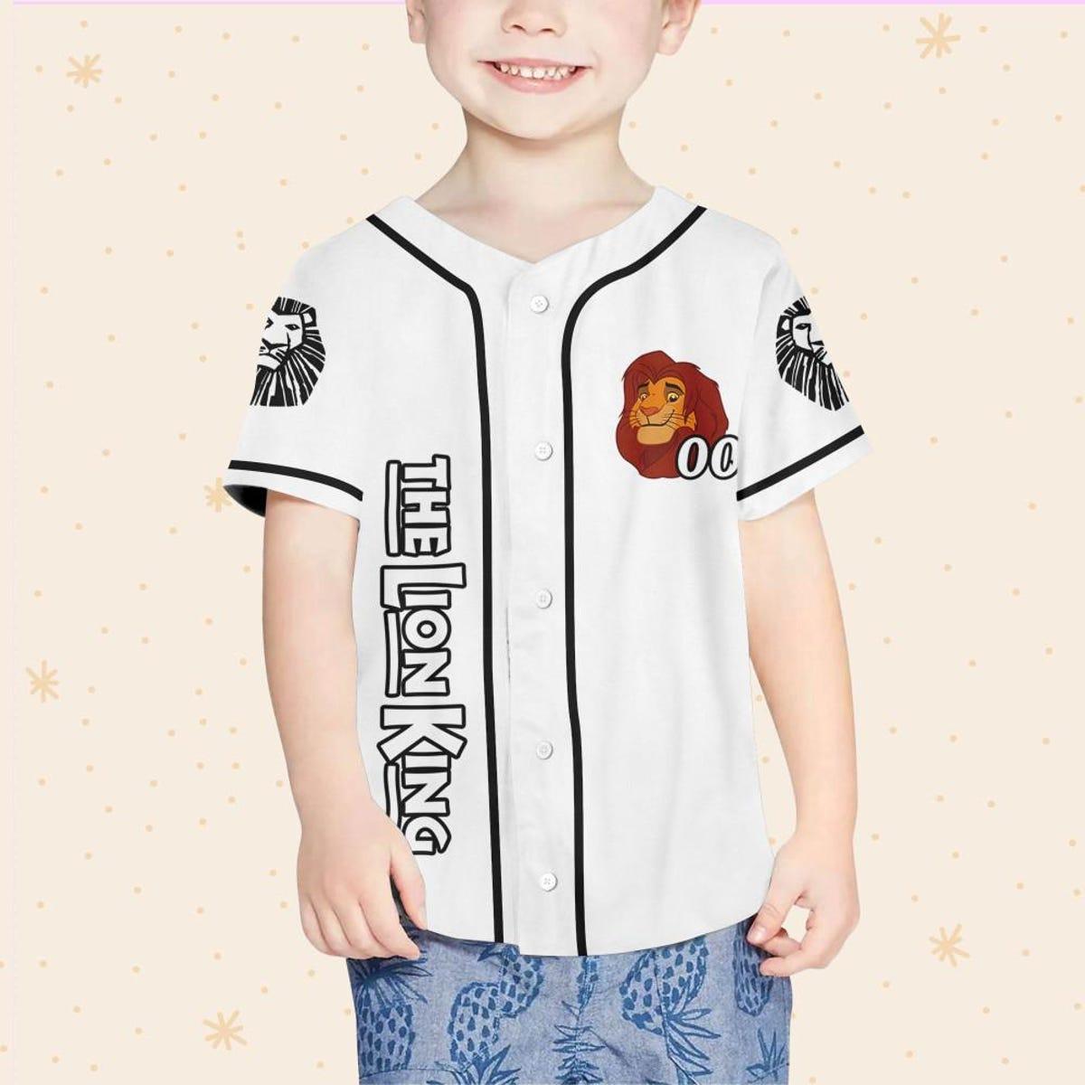 Personalize Disney Lion King Simba Strong White Black Baseball Jersey 4