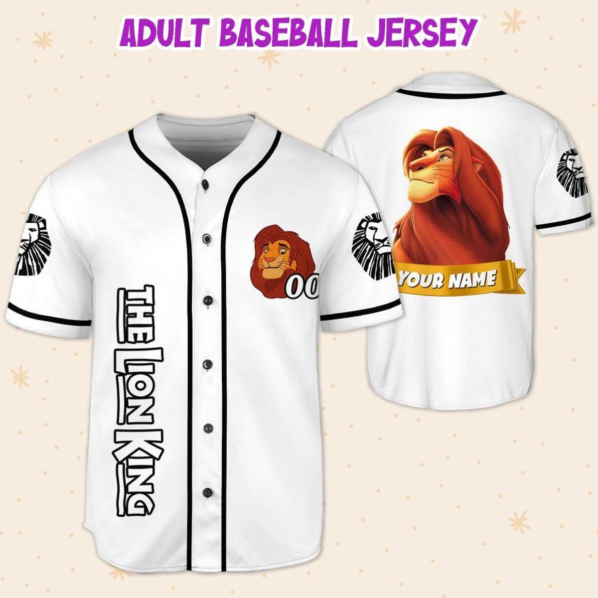 Personalize Disney Lion King Simba Strong White Black Baseball Jersey 5