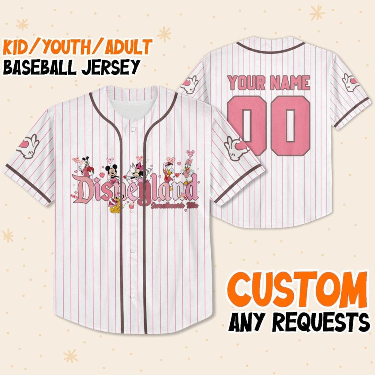 Personalize Disney Mickey Friends Happy Valentine's Day Baseball Jersey 1