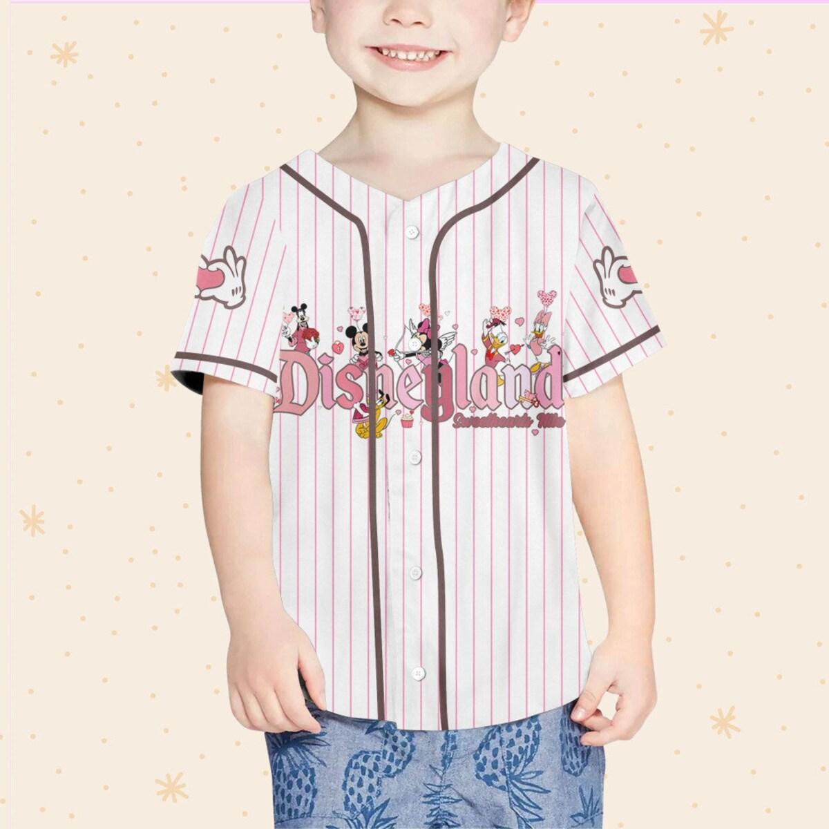 Personalize Disney Mickey Friends Happy Valentine's Day Baseball Jersey 4