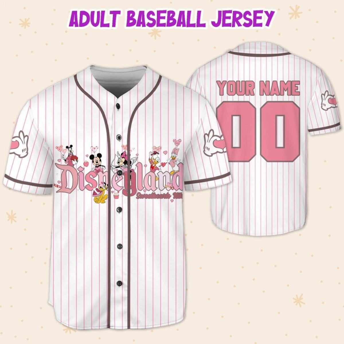 Personalize Disney Mickey Friends Happy Valentine's Day Baseball Jersey 5