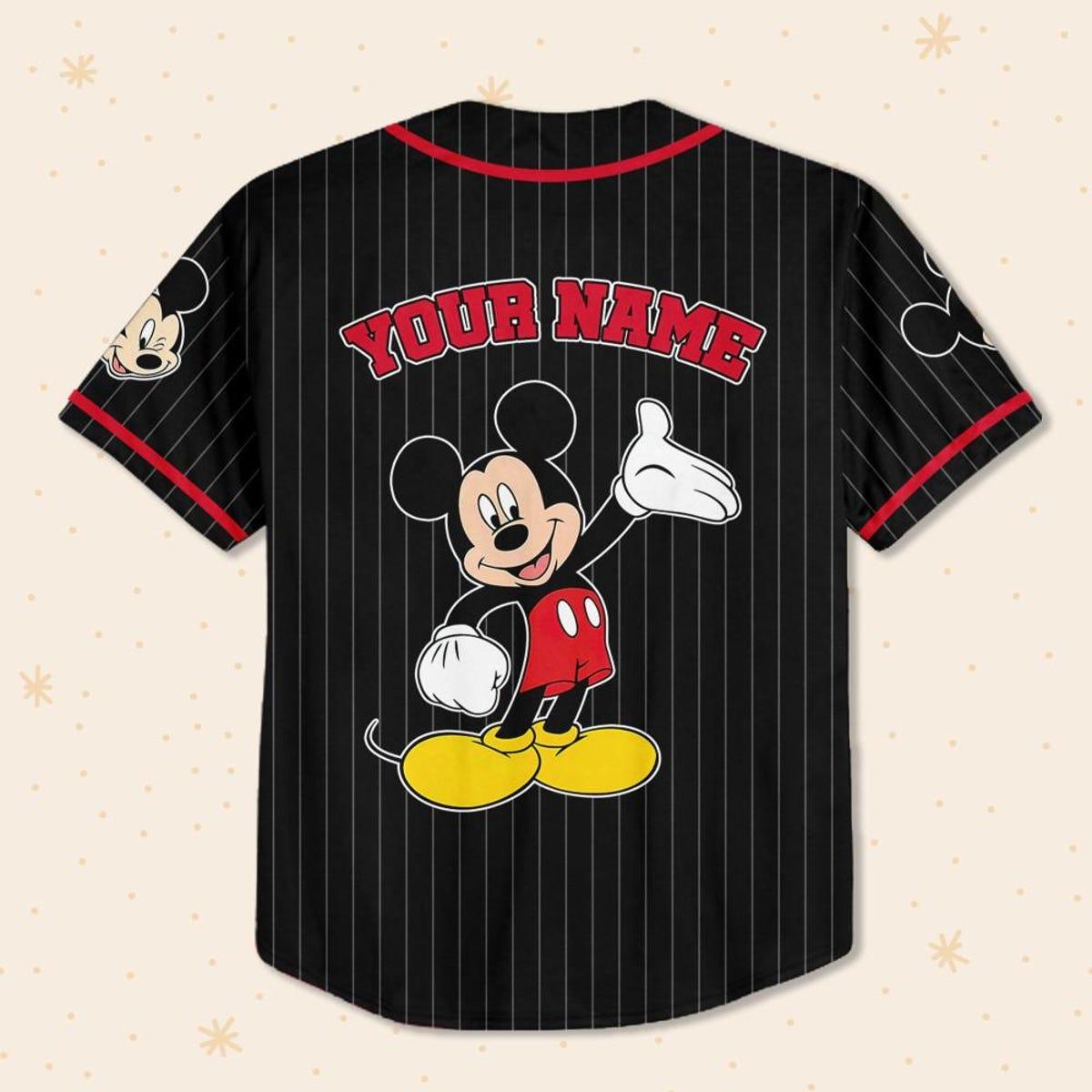 Personalize Disney Mickey Mouse Cute Striped Baseball Jersey 3