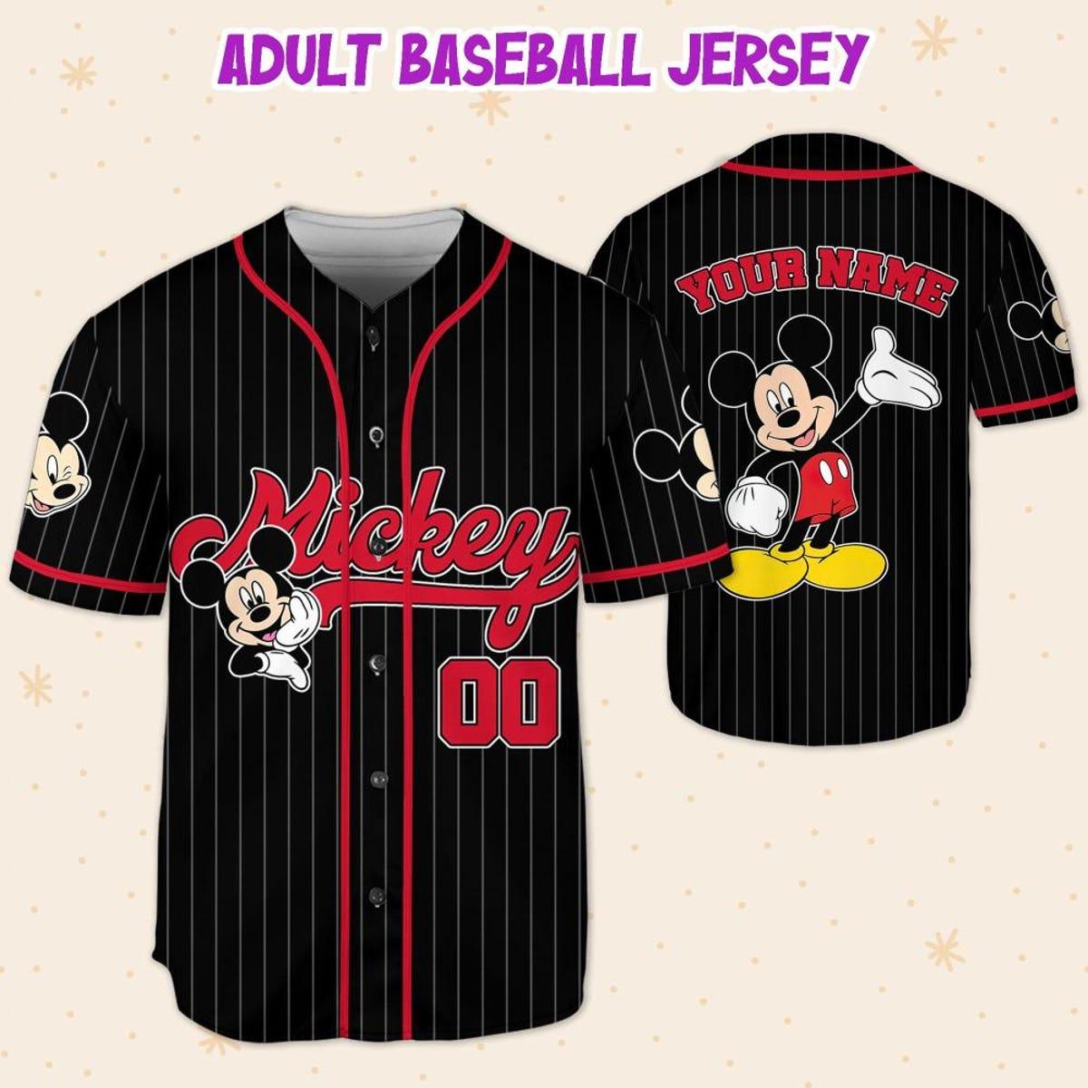 Personalize Disney Mickey Mouse Cute Striped Baseball Jersey 5