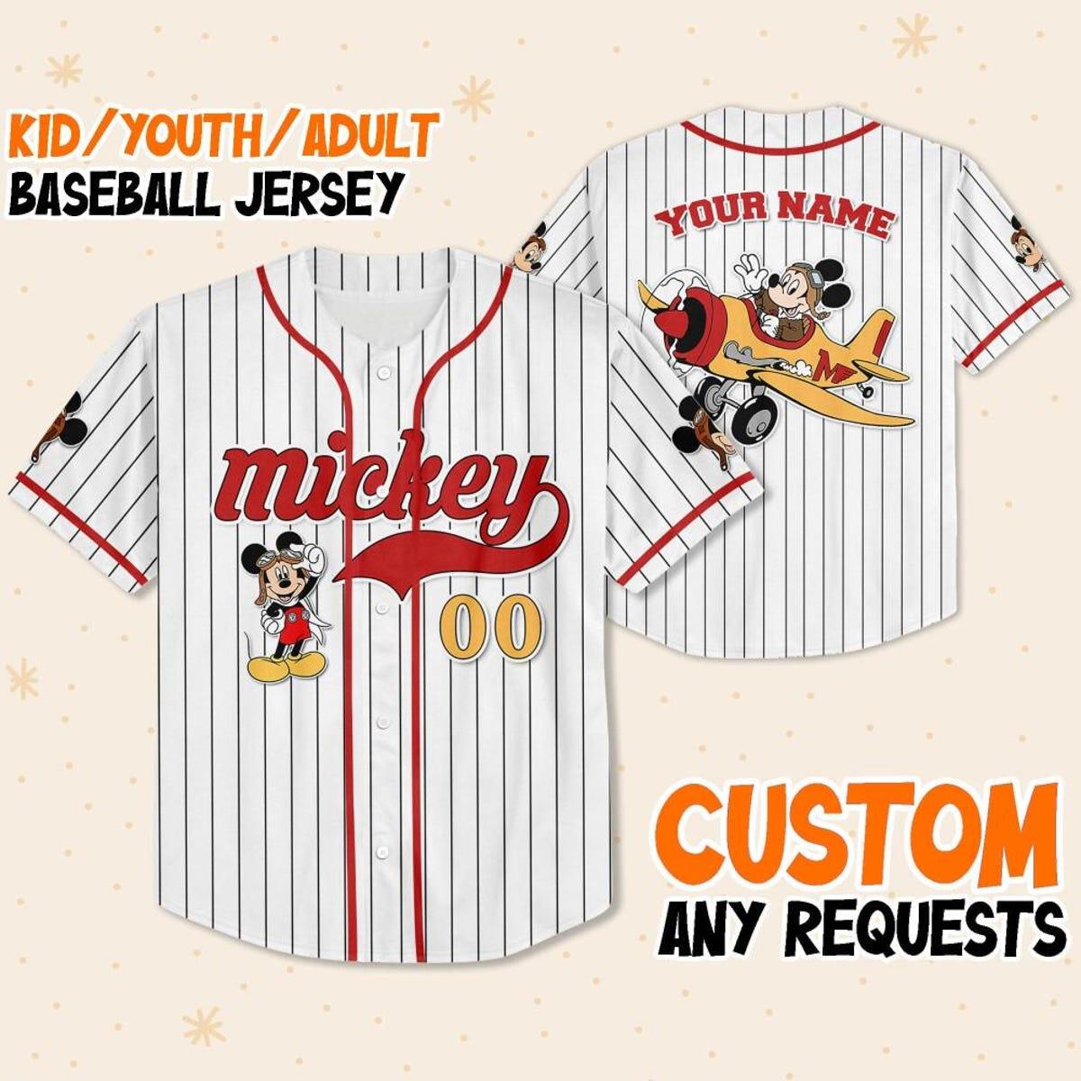 Personalize Disney Mickey Mouse Fly A Plane Baseball Jersey 1