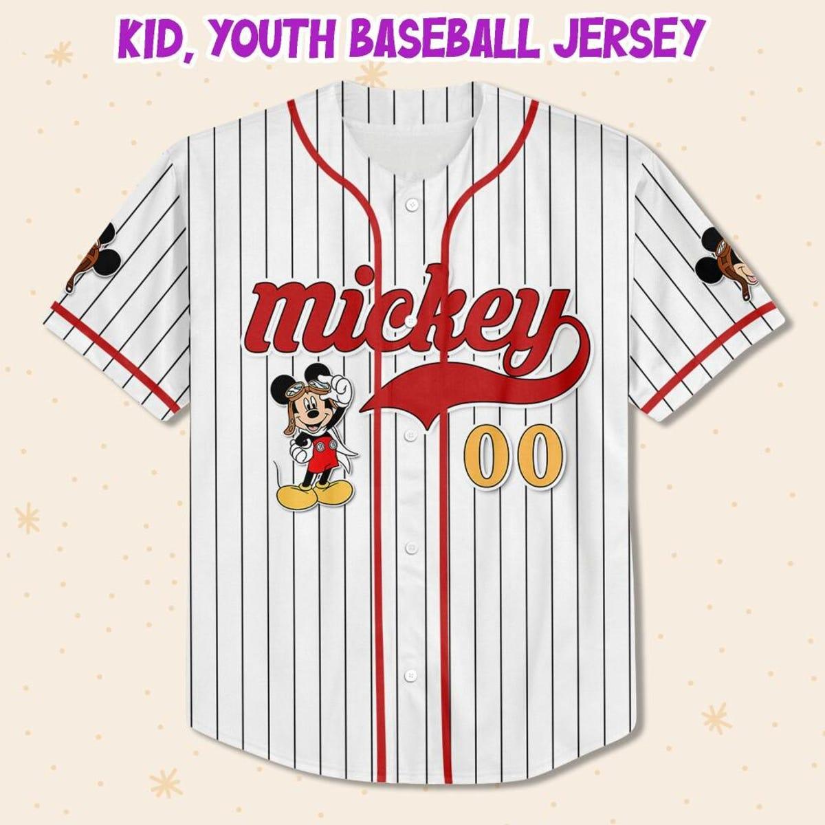 Personalize Disney Mickey Mouse Fly A Plane Baseball Jersey 2