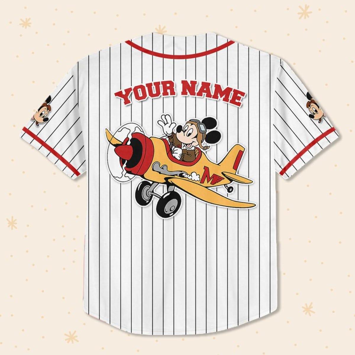 Personalize Disney Mickey Mouse Fly A Plane Baseball Jersey 3