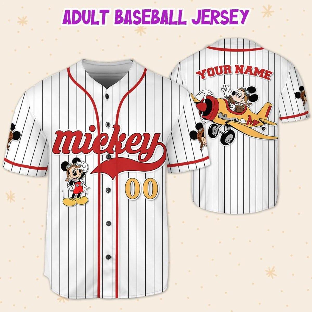 Personalize Disney Mickey Mouse Fly A Plane Baseball Jersey 5