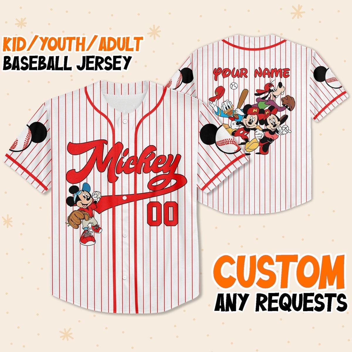 Personalize Disney Mickey Mouse Friends Custom Name Baseball Jersey 1