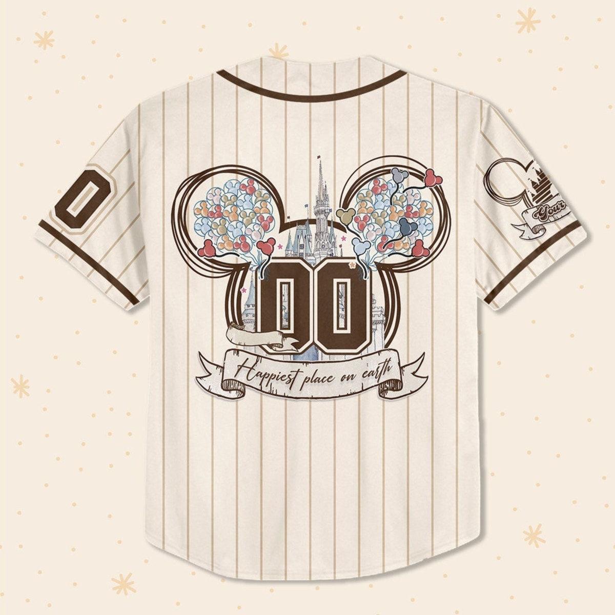 Personalize Disney Mickey Mouse Happiest Place On Earth Baseball Jersey 3