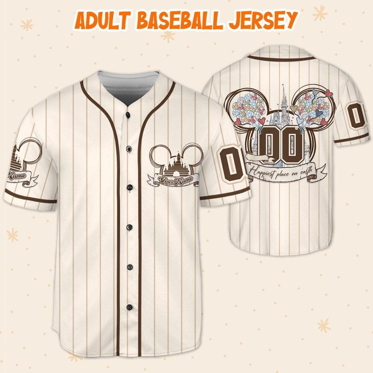 Personalize Disney Mickey Mouse Happiest Place On Earth Baseball Jersey 5