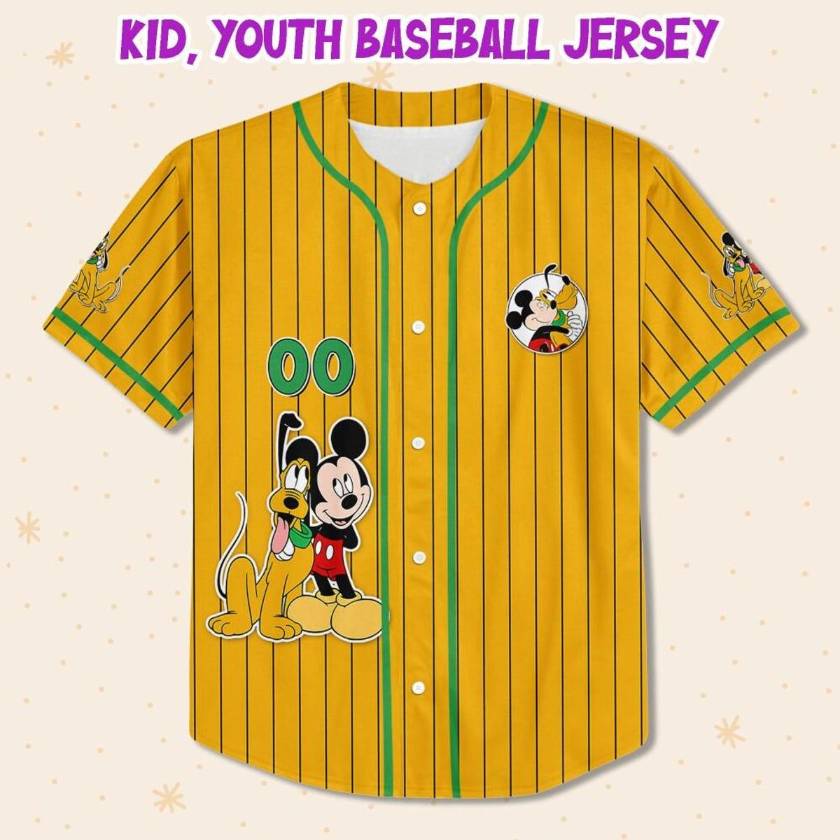 Personalize Disney Mickey Mouse Play With Pluto Baseball Jersey 2