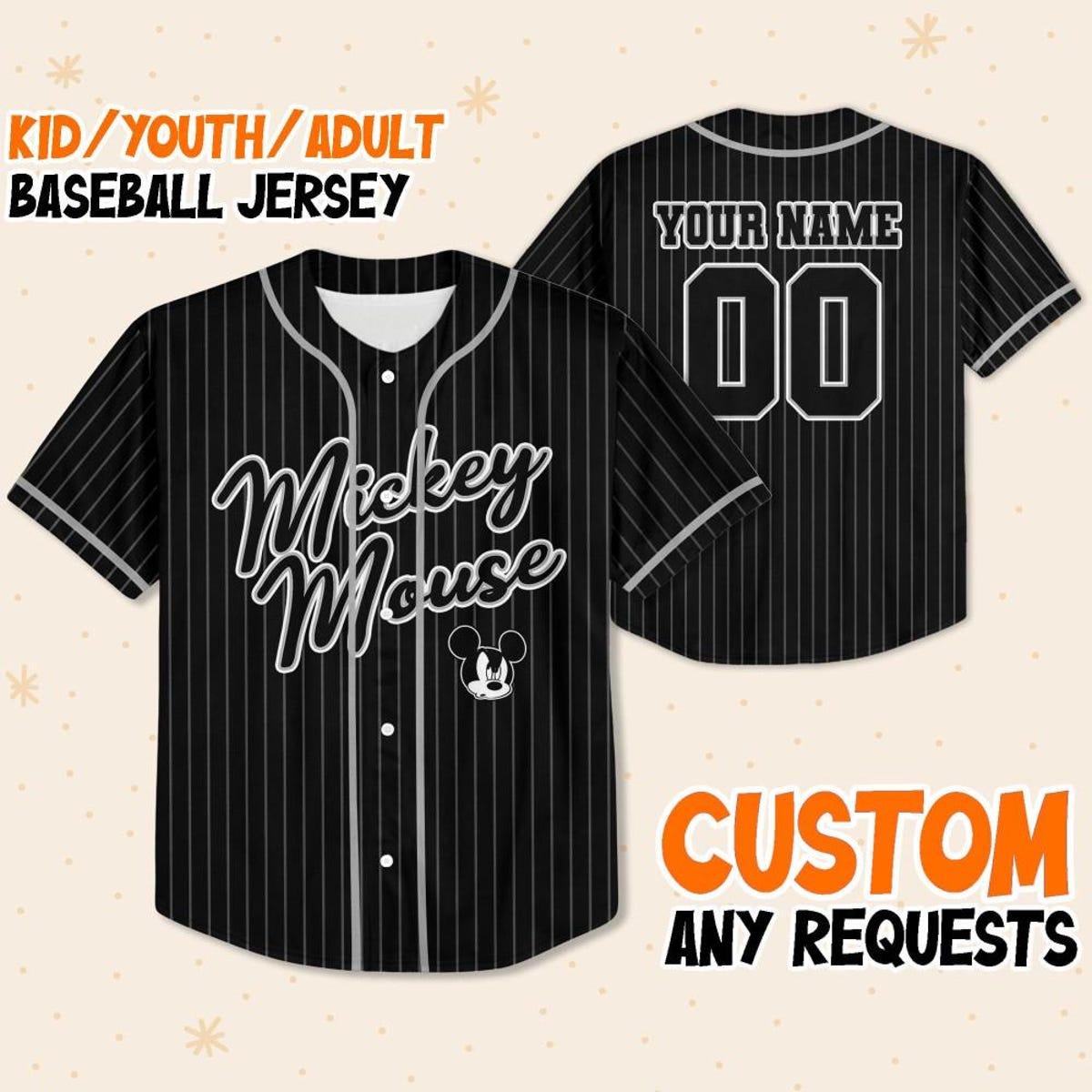 Personalize Disney Mickey Mouse Sample Striped Baseball Jersey 1