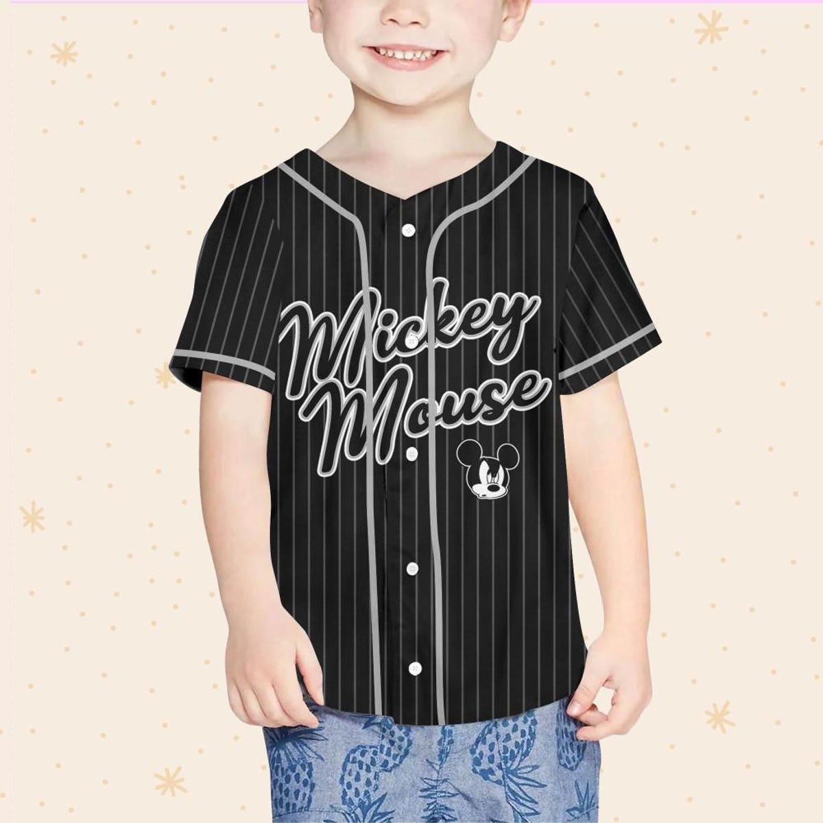 Personalize Disney Mickey Mouse Sample Striped Baseball Jersey 4