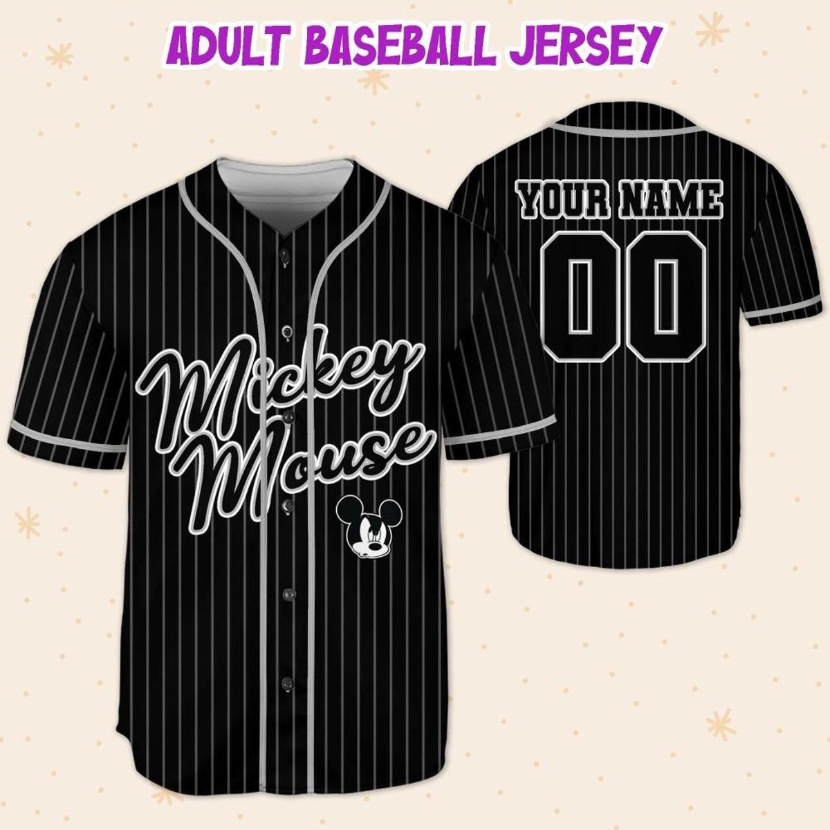 Personalize Disney Mickey Mouse Sample Striped Baseball Jersey 5