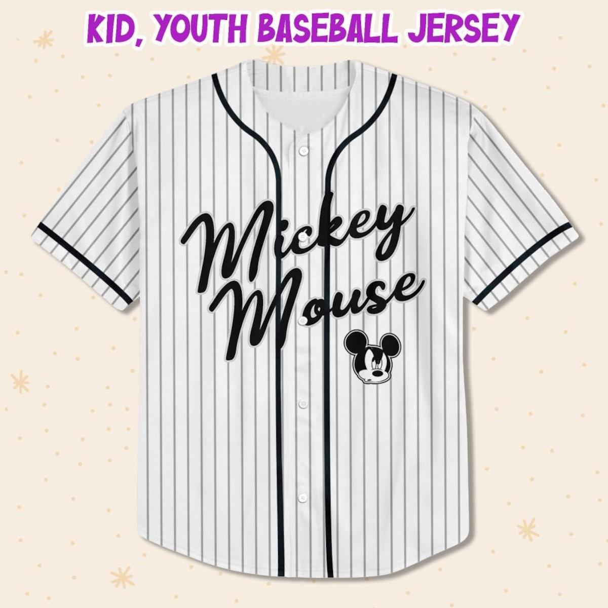 Personalize Disney Mickey Mouse Sample Striped White Baseball Jersey 2