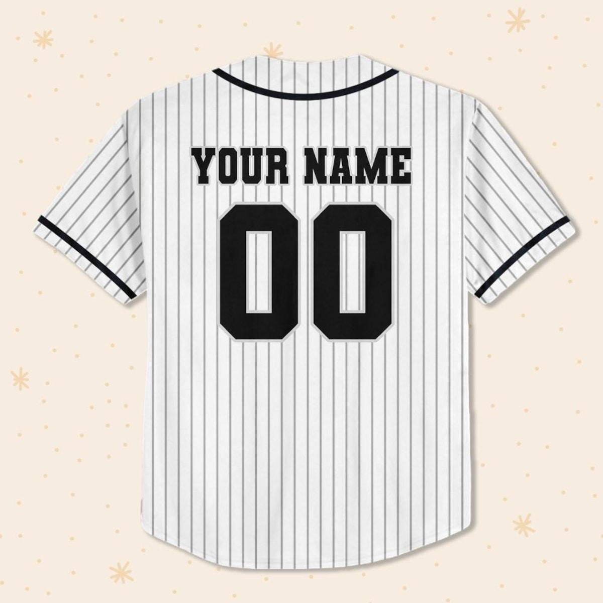 Personalize Disney Mickey Mouse Sample Striped White Baseball Jersey 3