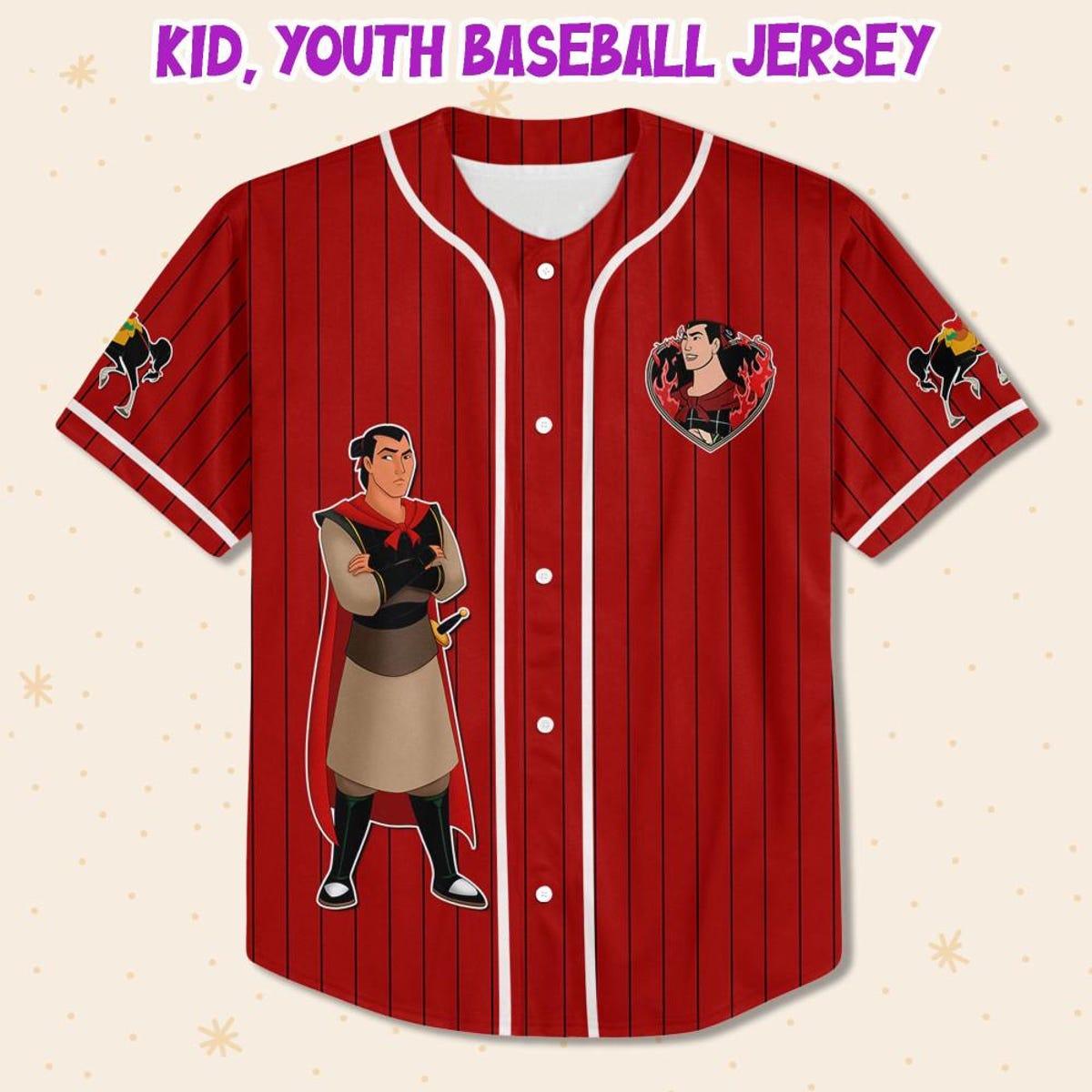 Personalize Disney Mulan Prince Li Shang Baseball Jersey 2