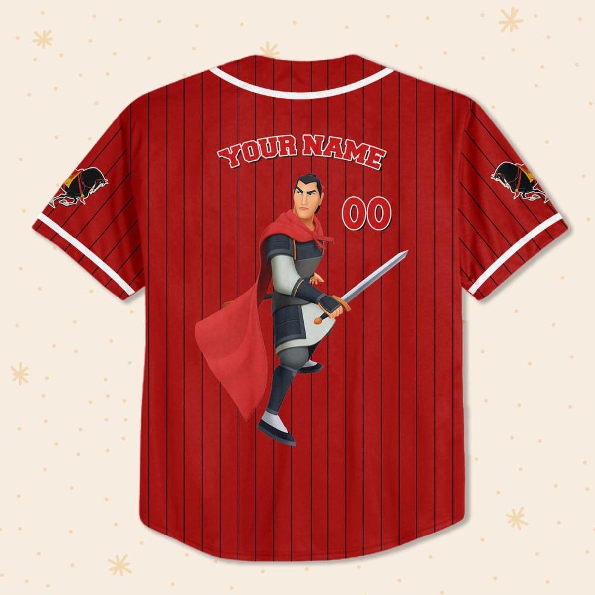 Personalize Disney Mulan Prince Li Shang Baseball Jersey 3