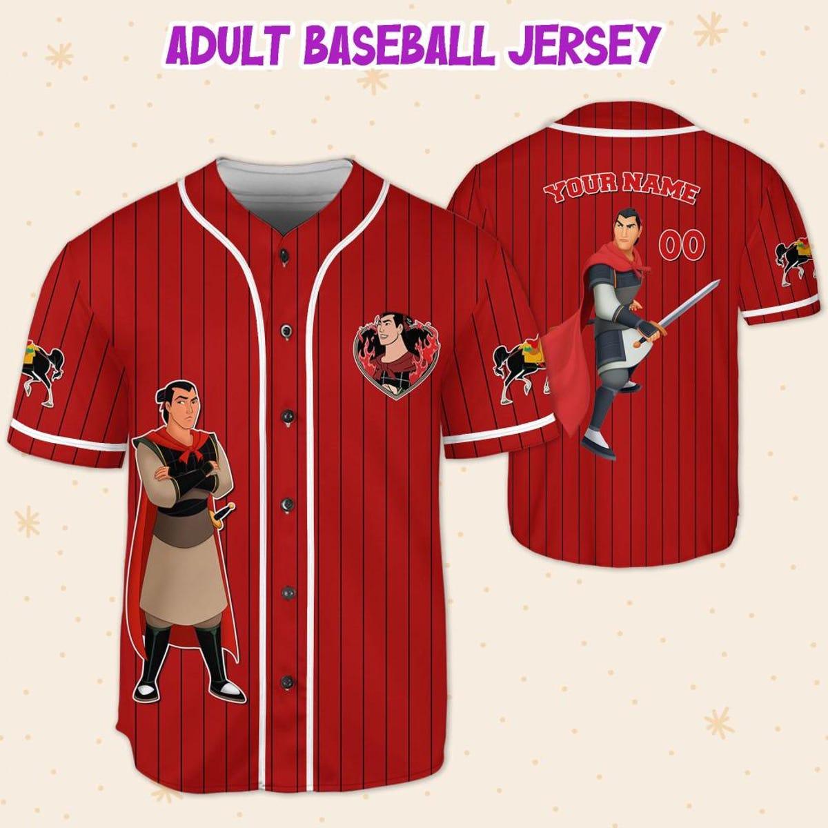 Personalize Disney Mulan Prince Li Shang Baseball Jersey 5