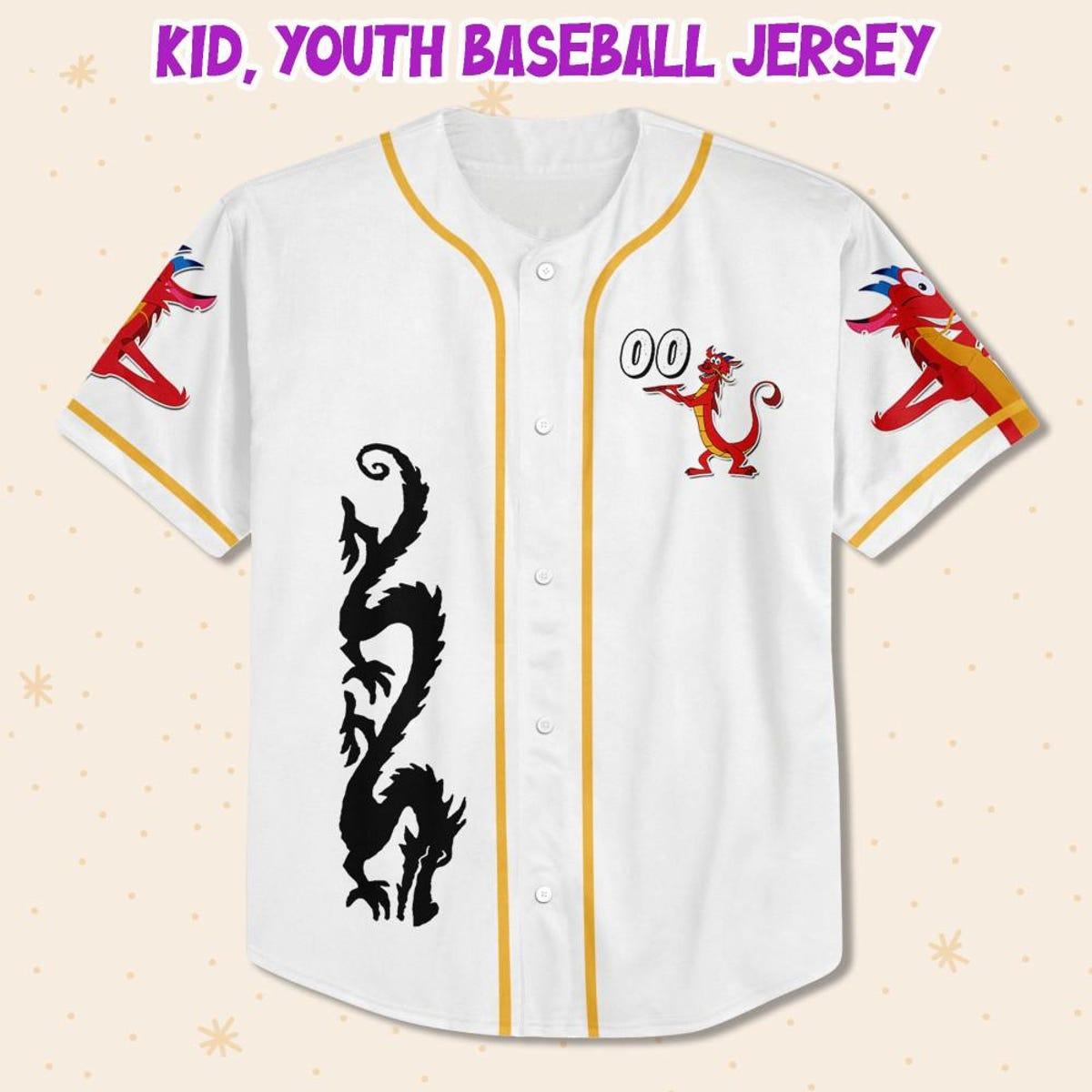 Personalize Disney Mulan Princess White Black Baseball Jersey 2