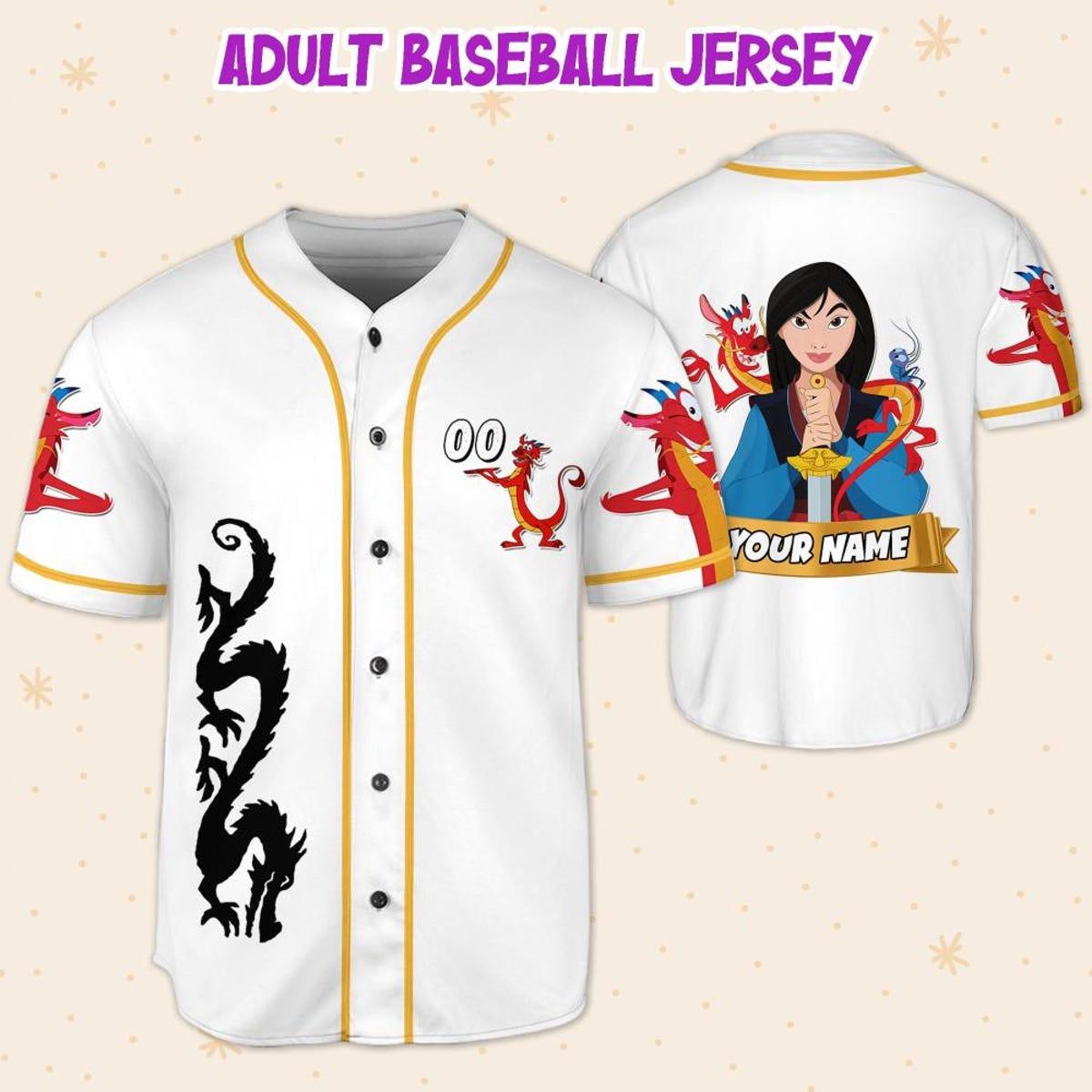 Personalize Disney Mulan Princess White Black Baseball Jersey 5