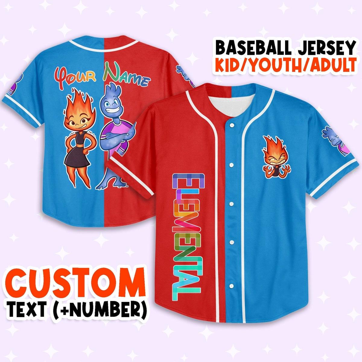 Personalize Disney Pixar Elemental Love Life Funny Baseball Jersey 1